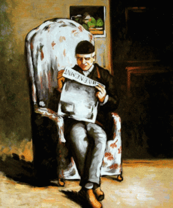 Artist's father reading oil painting