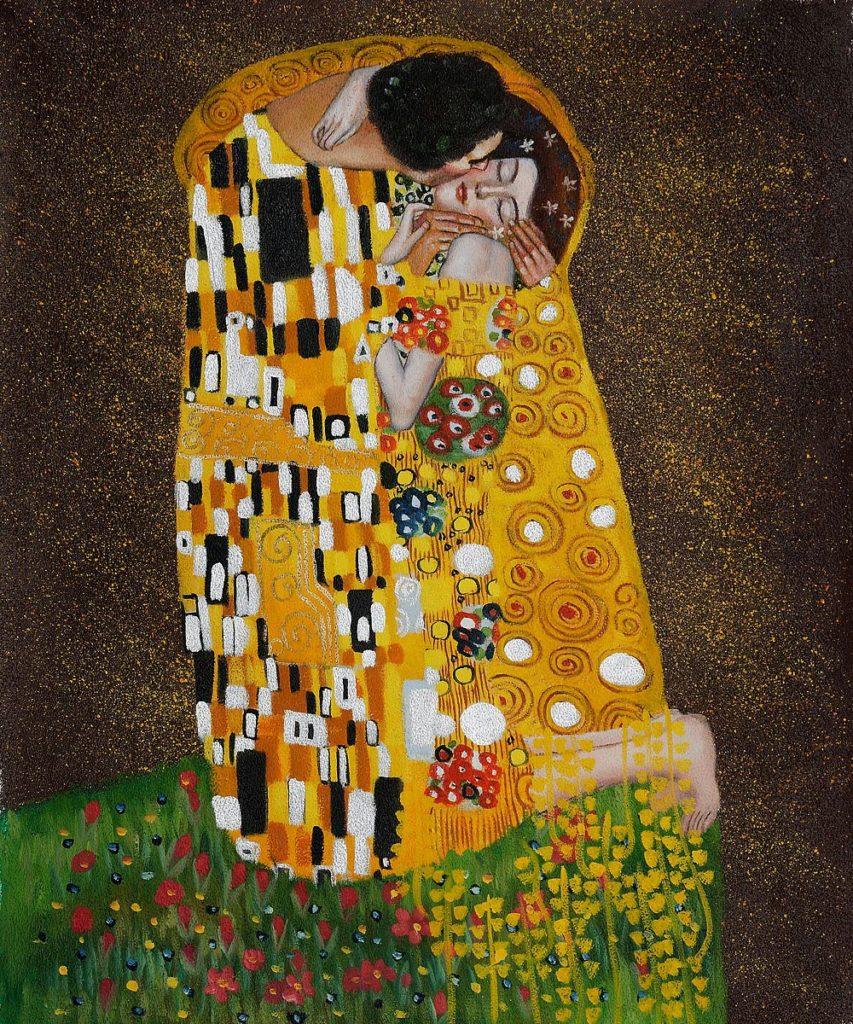 Klimt The Kiss Oil Painting (Full View)