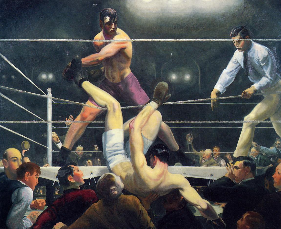 George Bellows Dempsey and Firpo - intensity and raw emotion of a boxing match, giving viewers a place to project their own powerful feelings