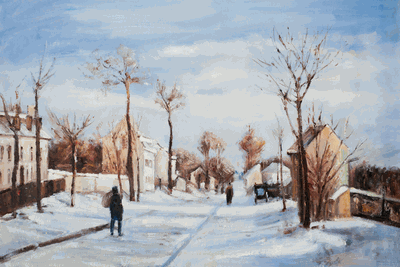  Street in the Snow, Louveciennes by Camille Pissarro