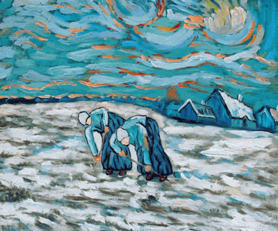 Van Gogh - Two Peasant Women Digging In A Field With Snow