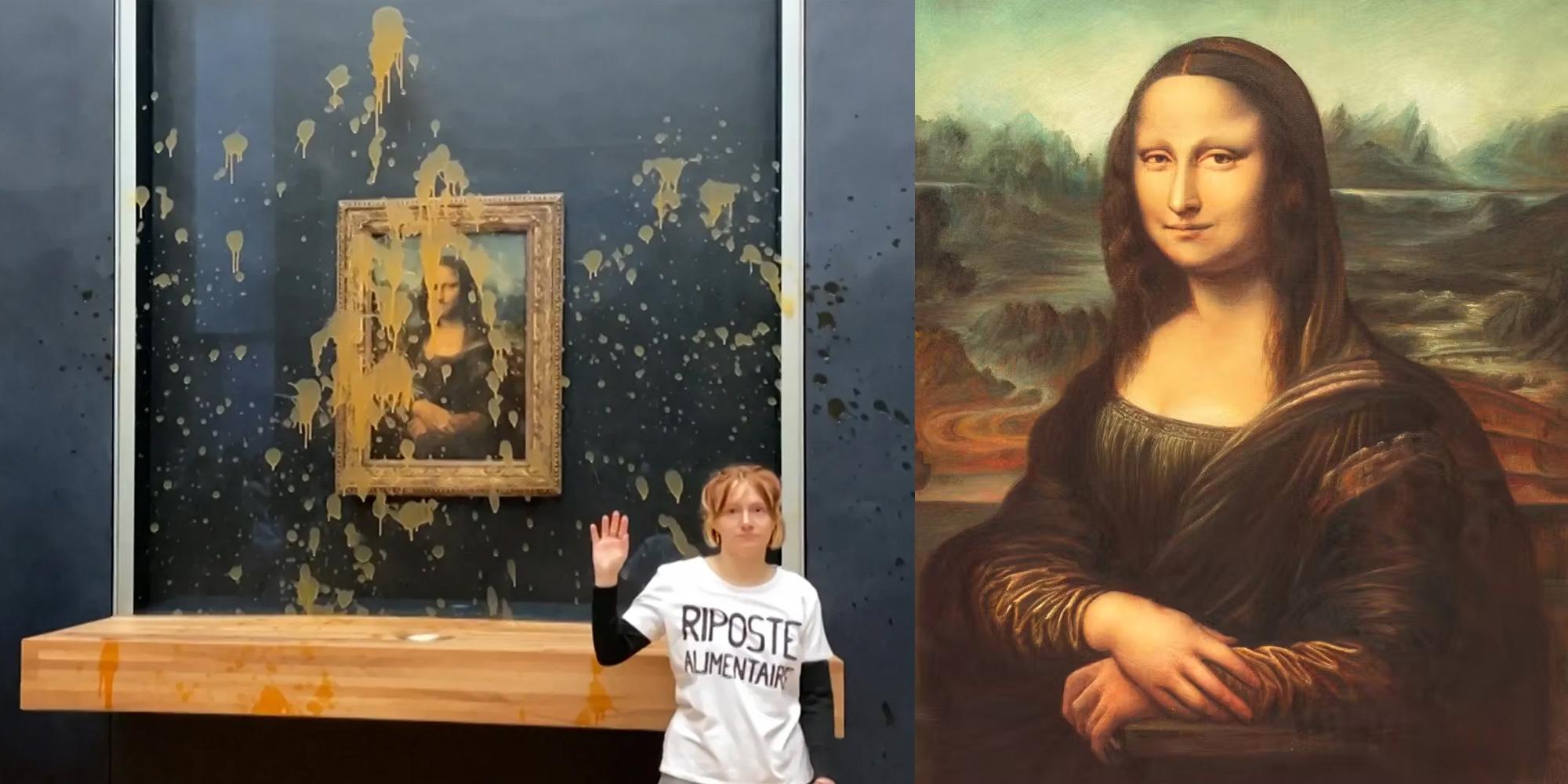 Environmental group Riposte Alimentaire threw soup at the glass-protected Mona Lisa
