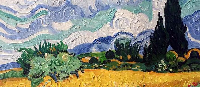 Van Gogh Wheat Field Cypreses at the National Gallery London