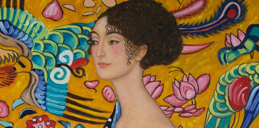 Gustav Klimt Signora con Ventaglio